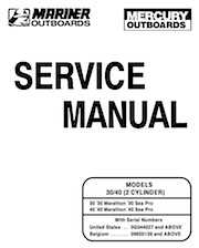 1997+ Mercury 35 40HP 2 Cylinder Outboards Service Manual PN 90-826148R2